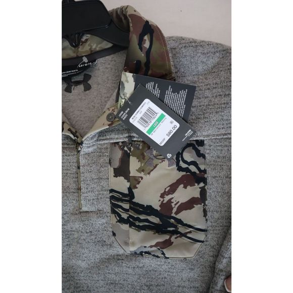 Under Armour Men Sz L Gray Heather Camo Pocket UA Specialist Henley Pullover $80 - Picture 6 of 10